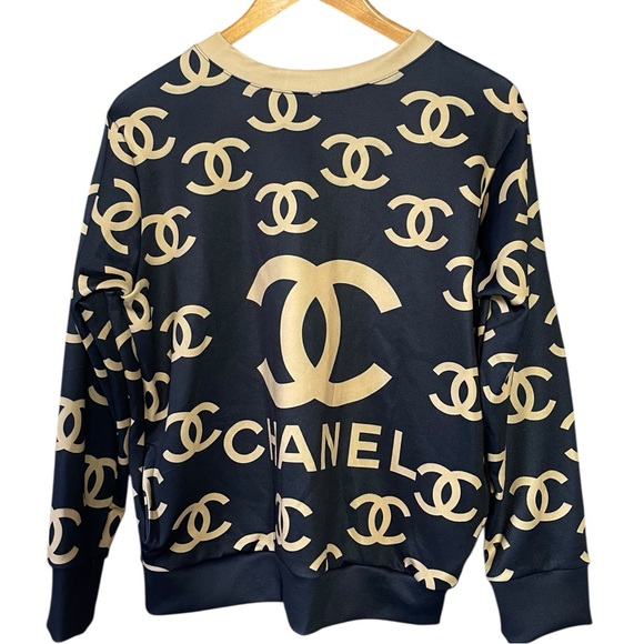 unbranded Sweaters - Designer Dark Blue and Gold Long Sleeve Pullover Top